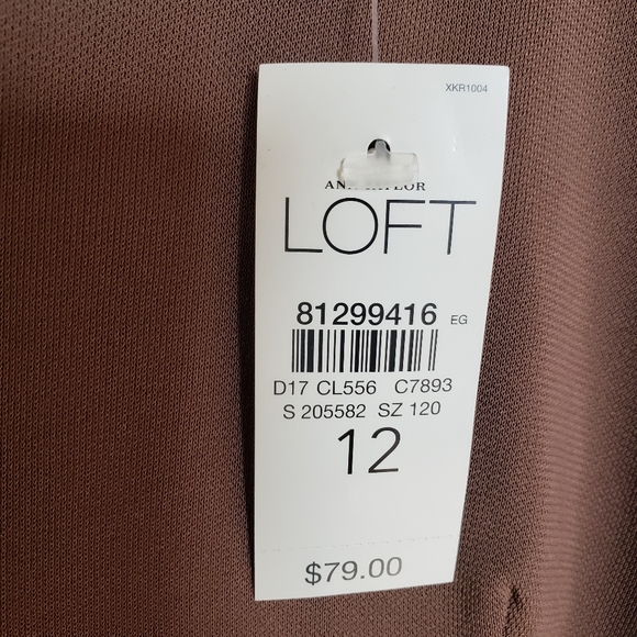 LOFT NWT Sleeveless Dress 12 Brown - Picture 5 of 8